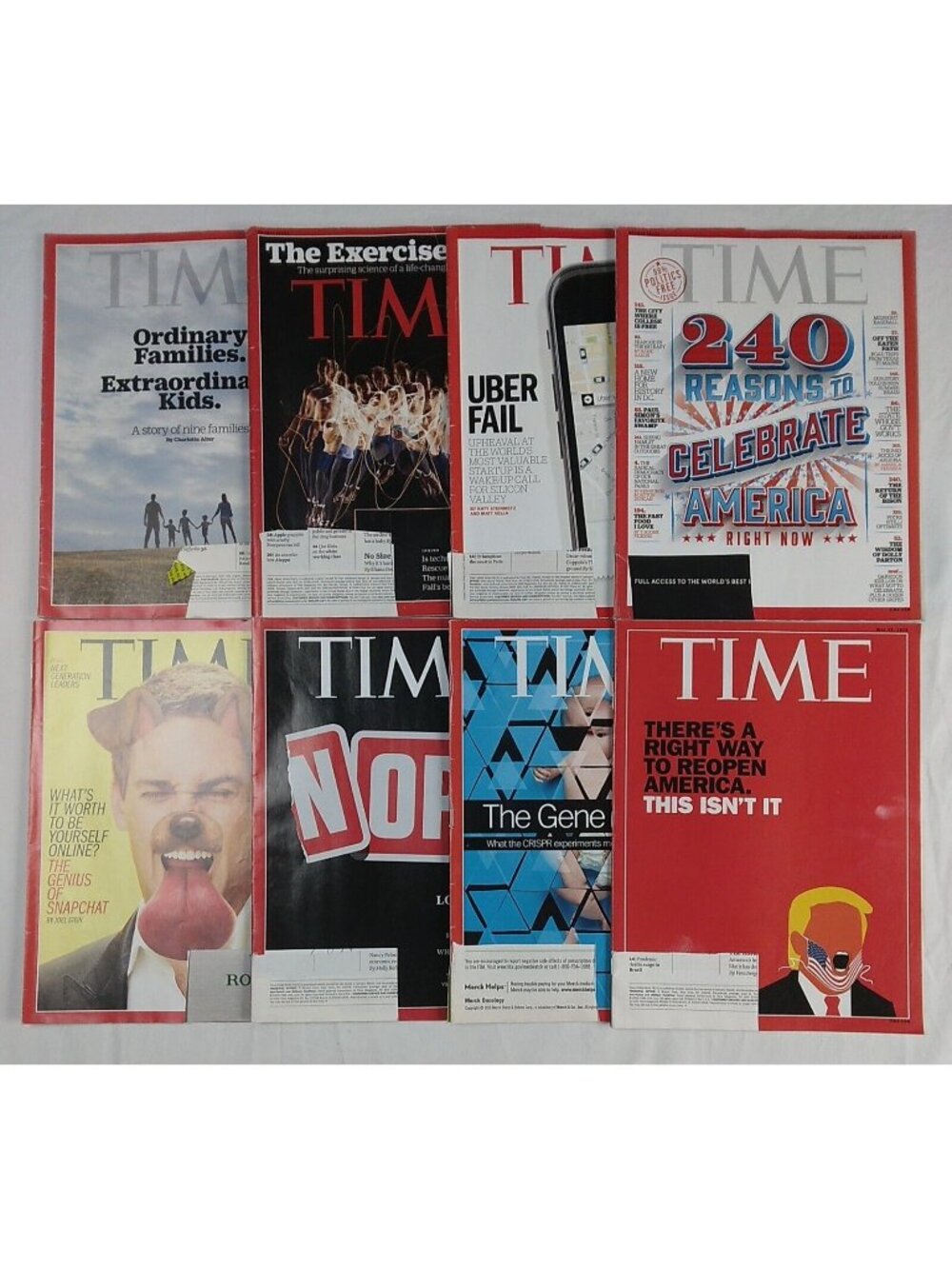 Lot Of 8 TIME Magazines 2016-2017-2020 Celebrate America Excercise Cure Politics